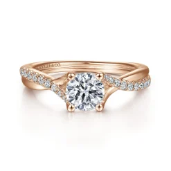 Best Gabriel & Co. Leigh - 14K Rose Gold Round Diamond Engagement Ring