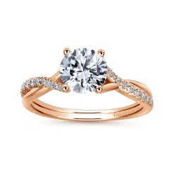 Best Gabriel & Co. Leigh - 14K Rose Gold Round Diamond Engagement Ring
