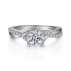 Hot Gabriel & Co. Leigh - 14K White Gold Round Diamond Engagement Ring