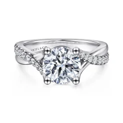Outlet Gabriel & Co. Leigh - 14K White Gold Twisted Round Diamond Engagement Ring