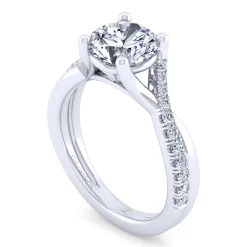 Outlet Gabriel & Co. Leigh - 14K White Gold Twisted Round Diamond Engagement Ring