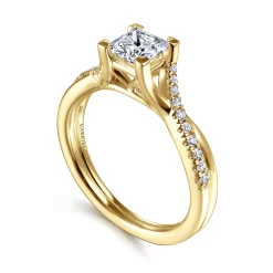 Best Gabriel & Co. Leigh - 14K Yellow Gold Princess Cut Diamond Engagement Ring