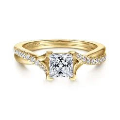 Best Gabriel & Co. Leigh - 14K Yellow Gold Princess Cut Diamond Engagement Ring