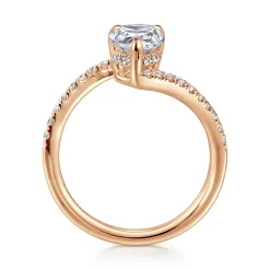 Discount Gabriel & Co. Leina - 14K Rose Gold Bypass Pear Shape Hidden Halo Diamond Engagement Ring