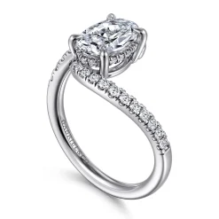 Outlet Gabriel & Co. Leina - 14K White Gold Bypass Oval Shape Hidden Halo Diamond Engagement Ring