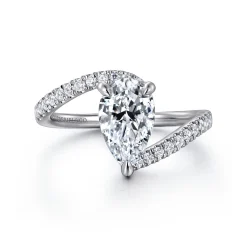 Discount Gabriel & Co. Leina - 14K White Gold Bypass Pear Shape Hidden Halo Diamond Engagement Ring