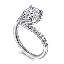 Discount Gabriel & Co. Leina - 14K White Gold Bypass Pear Shape Hidden Halo Diamond Engagement Ring