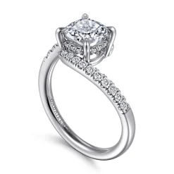 Outlet Gabriel & Co. Leina - 14K White Gold Cushion Hidden Halo Diamond Engagement Ring