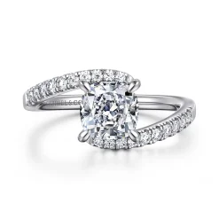 Outlet Gabriel & Co. Leina - 14K White Gold Cushion Hidden Halo Diamond Engagement Ring