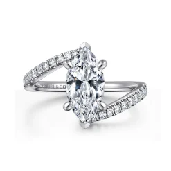 Outlet Gabriel & Co. Leina - 14K White Gold Marquise Shape Hidden Halo Diamond Engagement Ring
