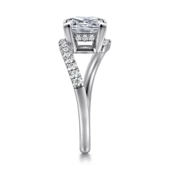 New Gabriel & Co. Leina - 14K White Gold Princess Hidden Halo Diamond Engagement Ring