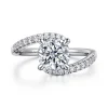 New Gabriel & Co. Leina - 14K White Gold Round Hidden Halo Diamond Engagement Ring