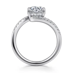 New Gabriel & Co. Leina - 14K White Gold Round Hidden Halo Diamond Engagement Ring