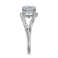 New Gabriel & Co. Leina - 14K White Gold Round Hidden Halo Diamond Engagement Ring