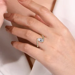 Online Gabriel & Co. Leina - 14K Yellow Gold Bypass Pear Shape Hidden Halo Diamond Engagement Ring