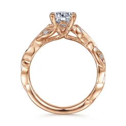 Online Gabriel & Co. Lena - 14K Rose Gold Floral Round Diamond Engagement Ring