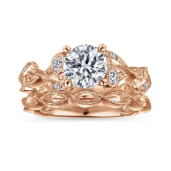 Online Gabriel & Co. Lena - 14K Rose Gold Floral Round Diamond Engagement Ring