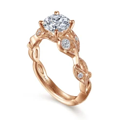 Online Gabriel & Co. Lena - 14K Rose Gold Floral Round Diamond Engagement Ring