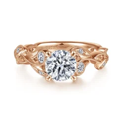 Online Gabriel & Co. Lena - 14K Rose Gold Floral Round Diamond Engagement Ring