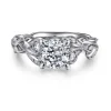 Hot Gabriel & Co. Lena - 14K White Gold Floral Cushion Cut Diamond Engagement Ring