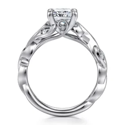 Hot Gabriel & Co. Lena - 14K White Gold Floral Cushion Cut Diamond Engagement Ring