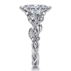 Sale Gabriel & Co. Lena - 14K White Gold Floral Marquise Shape Diamond Engagement Ring