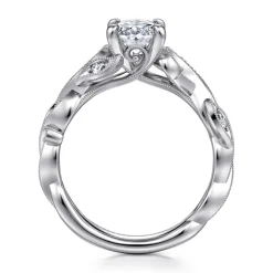 Discount Gabriel & Co. Lena - 14K White Gold Floral Oval Diamond Engagement Ring