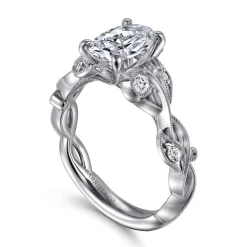 Discount Gabriel & Co. Lena - 14K White Gold Floral Oval Diamond Engagement Ring