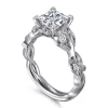 Gabriel & Co. Lena - 14K White Gold Floral Princess Cut Diamond Engagement Ring
