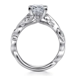 Gabriel & Co. Lena - 14K White Gold Floral Princess Cut Diamond Engagement Ring