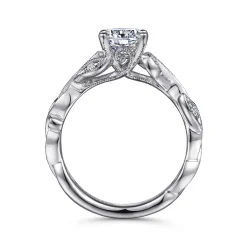 Discount Gabriel & Co. Lena - 14K White Gold Floral Round Diamond Engagement Ring