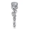 New Gabriel & Co. Lena - 14K White Gold Floral Round Diamond Engagement Ring