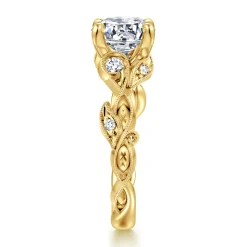Online Gabriel & Co. Lena - 14K Yellow Gold Floral Round Diamond Engagement Ring