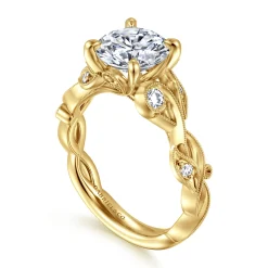 Online Gabriel & Co. Lena - 14K Yellow Gold Floral Round Diamond Engagement Ring