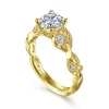 Clearance Gabriel & Co. Lena - 14K Yellow Gold Floral Round Diamond Engagement Ring
