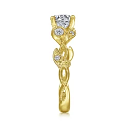 Clearance Gabriel & Co. Lena - 14K Yellow Gold Floral Round Diamond Engagement Ring
