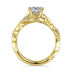 Clearance Gabriel & Co. Lena - 14K Yellow Gold Floral Round Diamond Engagement Ring