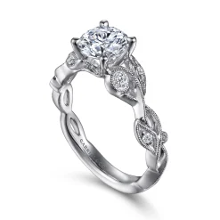 Gabriel & Co. Lena - Platinum Floral Round Diamond Engagement Ring