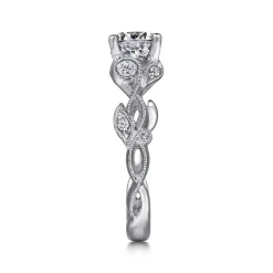 Gabriel & Co. Lena - Platinum Floral Round Diamond Engagement Ring
