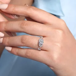 Gabriel & Co. Lena - Platinum Floral Round Diamond Engagement Ring