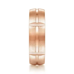 Gabriel & Co. Levi - 14K Rose Gold 6mm - Carved Station Men's Wedding Band in Satin Finish