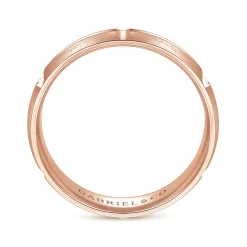 Gabriel & Co. Levi - 14K Rose Gold 6mm - Carved Station Men's Wedding Band in Satin Finish