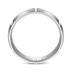 New Gabriel & Co. Levi - 14K White Gold 6mm - Carved Station Men's Wedding Band in Satin Finish