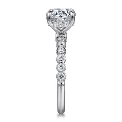Outlet Gabriel & Co. Leya - 14K White Gold Bezel Prong Set Round Diamond Engagement Ring