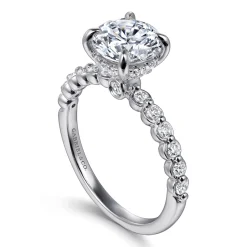 Outlet Gabriel & Co. Leya - 14K White Gold Bezel Prong Set Round Diamond Engagement Ring