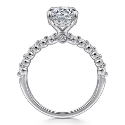 Outlet Gabriel & Co. Leya - 14K White Gold Bezel Prong Set Round Diamond Engagement Ring