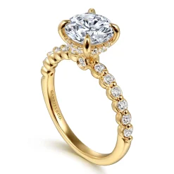 Gabriel & Co. Leya - 14K Yellow Gold Bezel Prong Set Round Diamond Engagement Ring