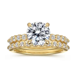 Gabriel & Co. Leya - 14K Yellow Gold Bezel Prong Set Round Diamond Engagement Ring