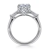 Sale Gabriel & Co. Lia - 14K White Gold Round Three Stone Diamond Engagement Ring