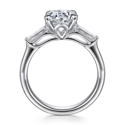 Sale Gabriel & Co. Lia - 14K White Gold Round Three Stone Diamond Engagement Ring